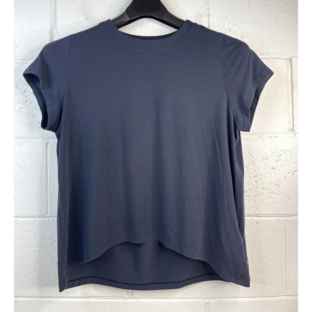 Athleta Essence Pleated Back Tee Shirt Womens XS Dark Gray Heather Yoga Athletic